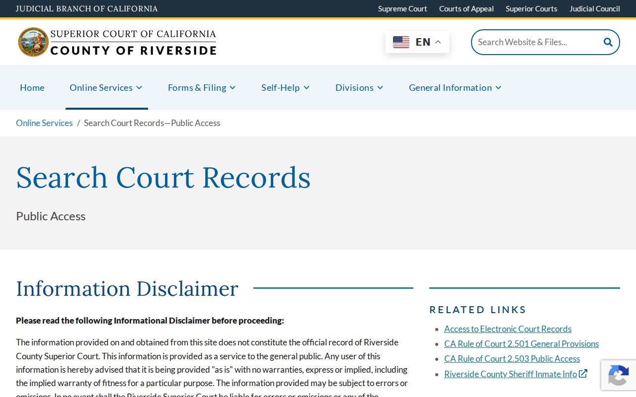 Moreno Valley people search through Riverside court records
