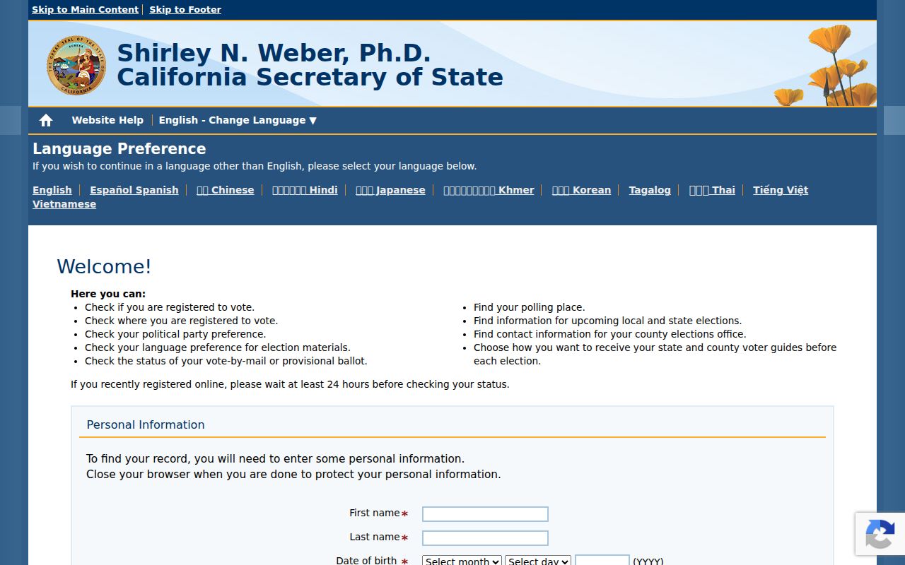 Moreno Valley people search using California voter status