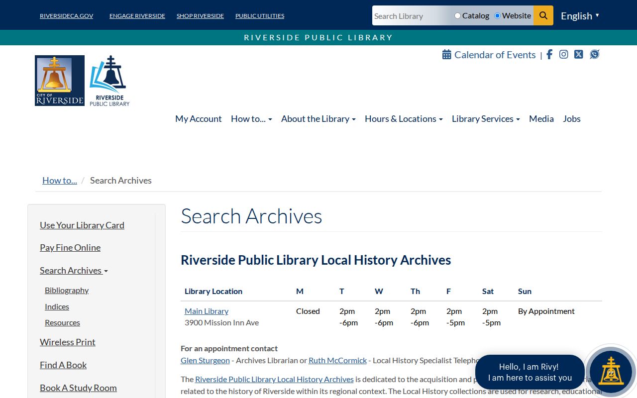 Moreno Valley people directories at Riverside Local History Archives