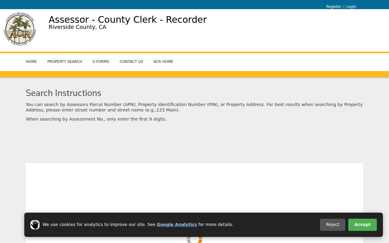 Moreno Valley public records search by parcel or property address